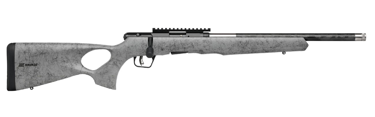 SAVAGE ARMS B17 17HMR BL/GRY 18" CARBON TB