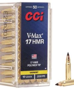 CCI Rimfire Ammunition .17 HMR 17 gr VMax 2550 fps 50/ct