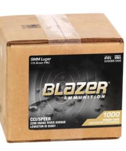 CCI Blazer Brass Handgun Ammunition 9mm Luger 115 gr. FMJ 1145 fps 1000/ct (Loose Pack)