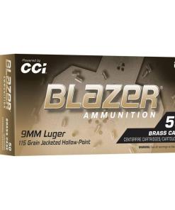 CCI Blazer Brass Handgun Ammunition 9mm Luger 115gr JHP 1145 fps 50/ct