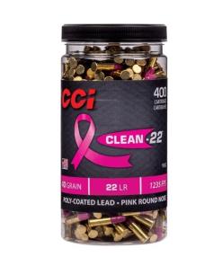 CCI High Velocity Clean-22 Ammunition Pink .22LR 40gr Poly Coated LRN  1235 fps 400/ct