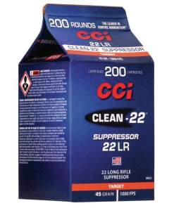 CCI Clean-22 Suppressor Rimfire Ammunition .22 LR 45 gr LRN 1000 fps 200/ct