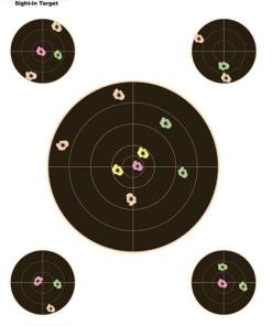 Champion VisiColor High-Visibility Paper Targets 8" Bull w/4 extra Bulls 10/Pack