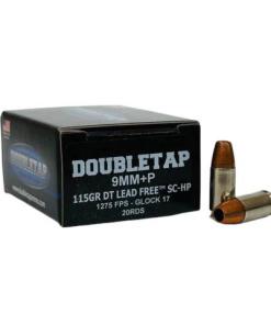 Double Tap DT Lead Free Handgun Ammunition 9mm Luger(+P) 115gr SC-HP 1200 fps 20/ct