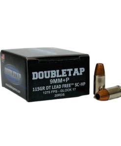 Double Tap DT Lead Free Handgun Ammunition 9mm(+P) 124gr SCHP1250 fps 20/cts