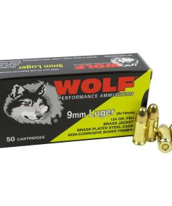 Wolf (Turkish) Performance Handgun Ammunition 9mm Luger 124gr FMJ 50/ct
