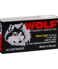 Wolf Performance Steel Case Handgun Ammunition 9mm Luger 115gr FMJ 1130 fps 50/ct
