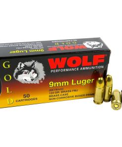 Wolf (Turkish) Gold Handgun Ammunition 9mm Luger 124gr FMJ 50/ct