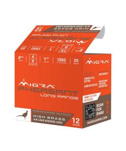 Migra Pheasant Long Range Shotshells 12ga 2-3/4" 1-1/4oz 1350 fps #4 & #6 25/ct