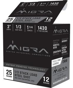 Migra Waterfowl Steel Shot Shotshells 12 ga 3" 1-1/4 oz 1430 fps #1/#3 25/ct