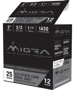 Migra Waterfowl Steel Shot Shot Shells 12 ga 3" 1-1/4 oz #2#3 1430 fps 25/ct