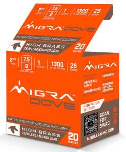 Migra Field Lite Stacked Shotshells 20ga 2-3/4" 1oz 1350 fps #7.5 & #9 25/ct