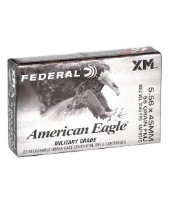 Federal American Eagle Rifle Ammunition 5.56mm 55gr FMJ 3165 fps 20/ct