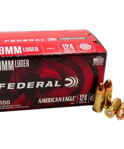 Federal American Eagle Handgun Ammo 9mm Luger 124 gr FMJ 1150 fps 100/ct