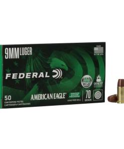 Federal American Eagle IRT Lead Free Handgun Ammunition 9mm Luger 70gr FMJ 1625 fps 50/ct