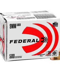 Federal Champion Training Handgun Ammunition 9mm Luger 115 gr FMJ 1125fps 500/ct (Bulk)