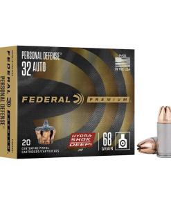 Federal Personal Defense Hydra-Shok Deep Ammunition .32 Auto 68gr JHP 1000 fps 20/ct