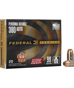 Federal Personal Defense Hydra-Shok Deep Handgun Ammuniton .380 ACP 99 gr HSD 1030 fps 20/ct
