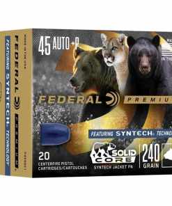 Federal Solid Core Handgun Ammunition .45 Auto(+P) 240 gr TSJ 20/ct