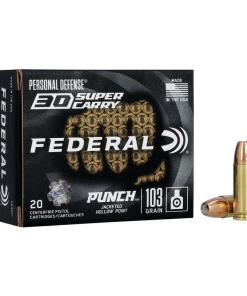 Federal Punch Handgun Ammunition .30 SC 103gr JHP 1130 fps 20/ct