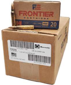 Hornady Frontier NATO FM193 Rifle Ammunition 5.56mm 55 gr FMJ 3240 fps 500/ct Case (25-20ct Boxes)