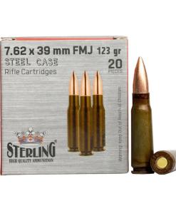 Global Ordnance Sterling Steel Case Rifle Ammunition 7.62x39mm 123gr FMJ 2362 fps 20/ct