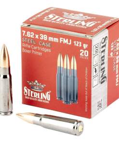 Global Ordnance Sterling Steel Case Select Rifle Ammunition 7.62x39mm 123gr FMJ 2362 fps 20/ct