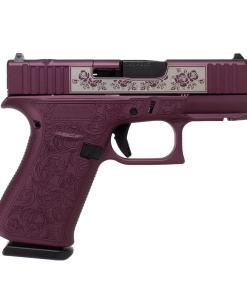 Glock 43x MOS Custom "Glock and Roses Full Engraved Black Cherry Frame" Subcompact Handgun 9mm Luger 10rd Magazines (2) 3.41" Barrel Austria