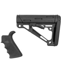 Hogue AR-15/M-16 Kit - Finger Groove Beavertail Grip & Over-Molded Collapsible Buttstock - Fits Commercial Buffer Tube Black