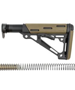 Hogue AR-15/M-16 OM Collapsible Buttstock Assembly with Buffer Tube and Hardware-Desert Tan Rubber