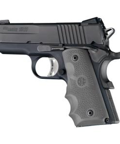 Hogue 1911 Officer Rubber Handgun Grips with Finger Grooves Slate Grey