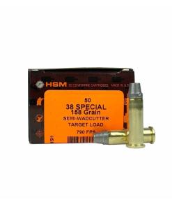 HSM Training Handgun Ammunition .38 Spl 158gr SWC 790 fps 50/ct