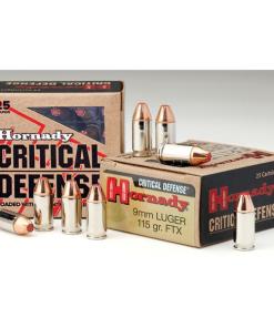 Hornady Critical Defense Handgun Ammunition 9mm Luger 115 gr. FTX 1140 fps 25/ct