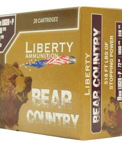 Liberty Bear Country Handgun Ammunition 9mm(+P) 72gr Solid 1850 fps 20/cts