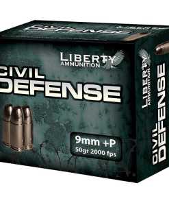 Liberty Civil Defense Handgun Ammunition 9mm (+P) 50gr SCHP 2000 fps 20/ct