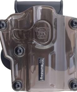 Bulldog Max Multi-Fit Polymer Holster w/ Paddle-Transparent Smoke Brown RH
