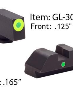 Ameriglo Glock Tritium I-Dot Night Sight Set for Glock 42 43 - Lime Outline Front / Single Green Dot Rear