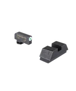 Ameriglo Optics Compatible Tritium Handgun Sight Set for Glock Flat Black .295? Rear 1L Tall Green with White .220? Front