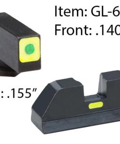 Ameriglo Glock CAP Sight Set For Glock 20 21 29 30 31 32 36 40 41 - Green Tritium Lime Green Lumisquare Outline Front/Rear