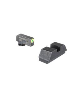 Ameriglo Optics Compatible Tritium Handgun Sight Set for Glock Flat Black .295? Rear 1L Tall Green with Lumigreen .220? Front