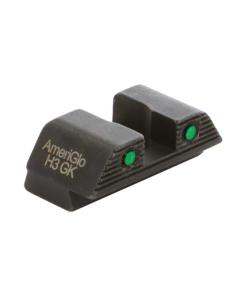Ameriglo Green Tritium 2-dot Black Outlines Rear Sight .256in H .165 Sq Notch Glock