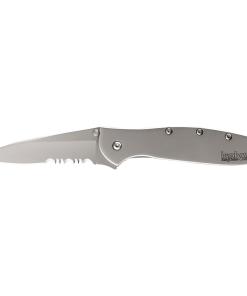 Kershaw Ken Onion Leek Folding Knife 3" Partially Serrated Drop Point Blade Silver