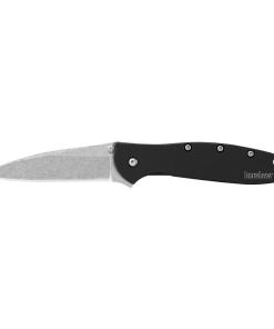 Kershaw Ken Onion Leek Folding Knife 3" Stonewashed Drop Point Blade Black