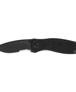 Kershaw Blur Semi Serrated Folding Knife 3-2/5" Drop Point Blade Black