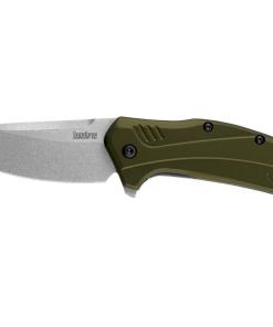 Kershaw Link Drop Point Knife Olive Aluminum (3.25" Stonewash 20CV)