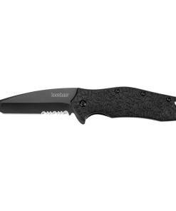 Kershaw Kuro Folding Knife 3-1/10" Partially Serrated American Tanto Blade Black
