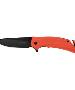 Kershaw Barricade Rescue Folding Knife 3-1/2" Drop Point Blade Orange with Carbide Glassbreaker Tip and Seatbelt Cutter