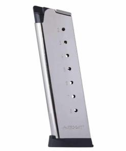 Mec-Gar 1911 Govt Handgun Magazine with Plastic Removable Buttplate & Follower .45 ACP HT Stainless Steel 8/rds High Cap