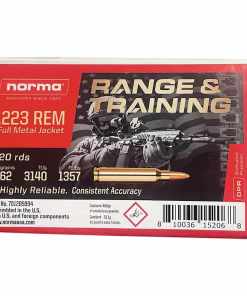 Norma Range & Training Rifle Ammunition .223 Rem 62gr FMJ 3140 fps 20/ct