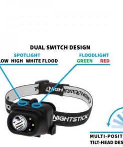 Nightstick Multi Function LED Headlamp White Spotlight White/Red/Green Floodlight Black